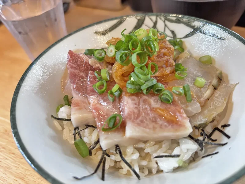 かわみつ食堂で注文したミニ島魚の漬丼